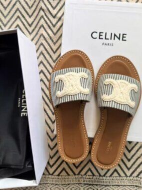 Celine Striped Slides